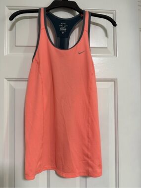 Nike Coral Performance Racerback Tank with Gray Trim